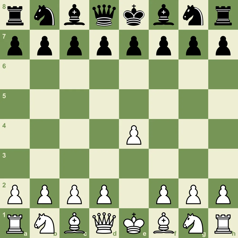 The center is king: controlling e4, d4, e5, and d5 is the foundation of every strong opening. Chess board highlighting the four central squares e4, d4, e5, d5 that beginners should fight to control