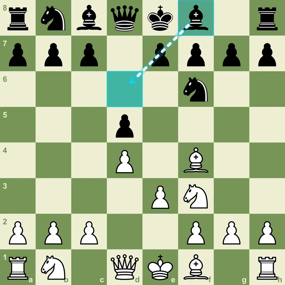 The ideal London formation: Bf4, e3, Bd3, Nbd2, c3, O-O London System ideal pyramid formation with pawns on c3, d4, e3