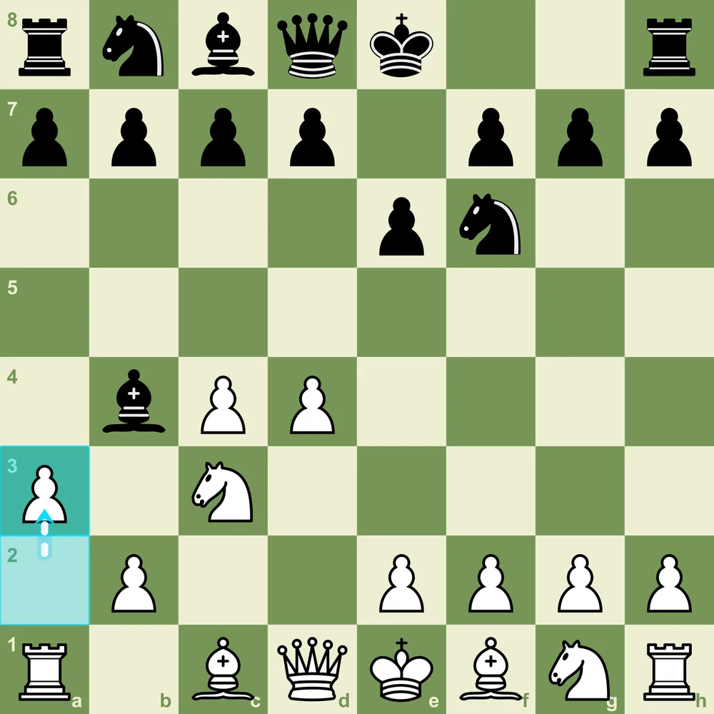 The Samisch Variation - 4.a3 forces ...Bxc3+, gaining the bishop pair and a big center Nimzo-Indian Samisch Variation after 1.d4 Nf6 2.c4 e6 3.Nc3 Bb4 4.a3