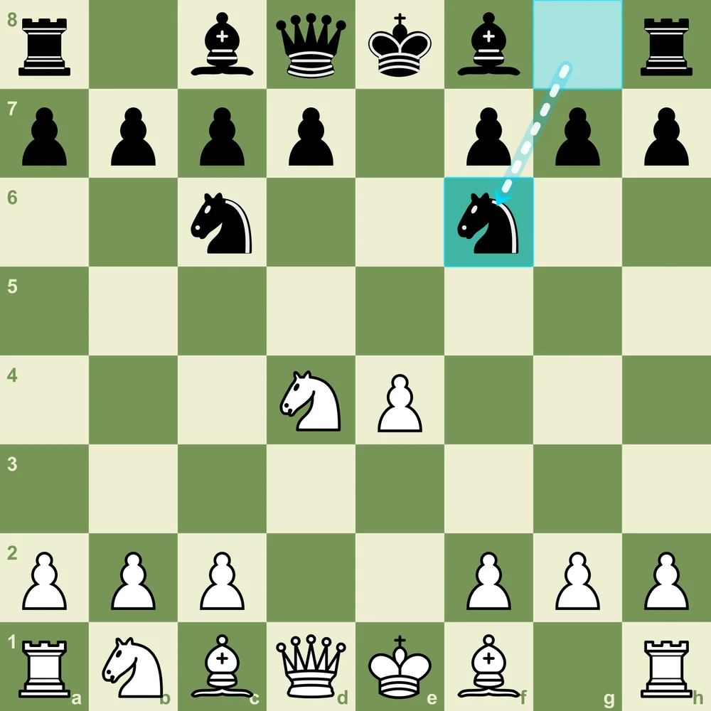 The Schmidt Variation after 4...Nf6 - Black counterattacks the e4 pawn Scotch Game Schmidt Variation after 1.e4 e5 2.Nf3 Nc6 3.d4 exd4 4.Nxd4 Nf6