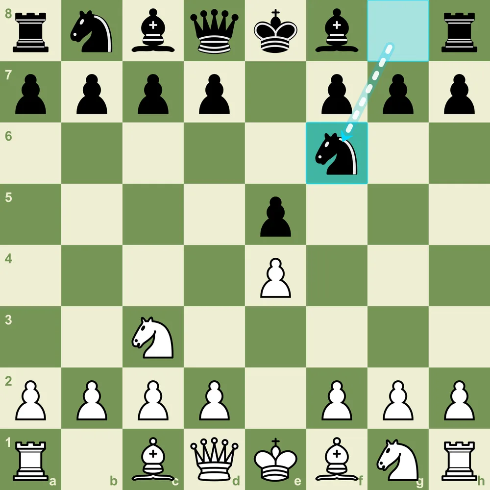 The main reply 2...Nf6 - Black develops and immediately attacks the e4 pawn Vienna Game after 1.e4 e5 2.Nc3 Nf6 - Black's main reply